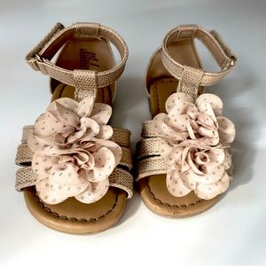 Koala Kids Dressy Flower Sandals for Baby Girl Neural Tan Beige Size 4